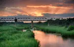 Selati Bridge sunrise image taken from inside Skukuza Camp in the Kruger National Park