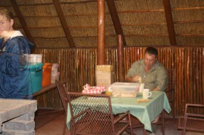 Last coffee and rusks in the Kalahari