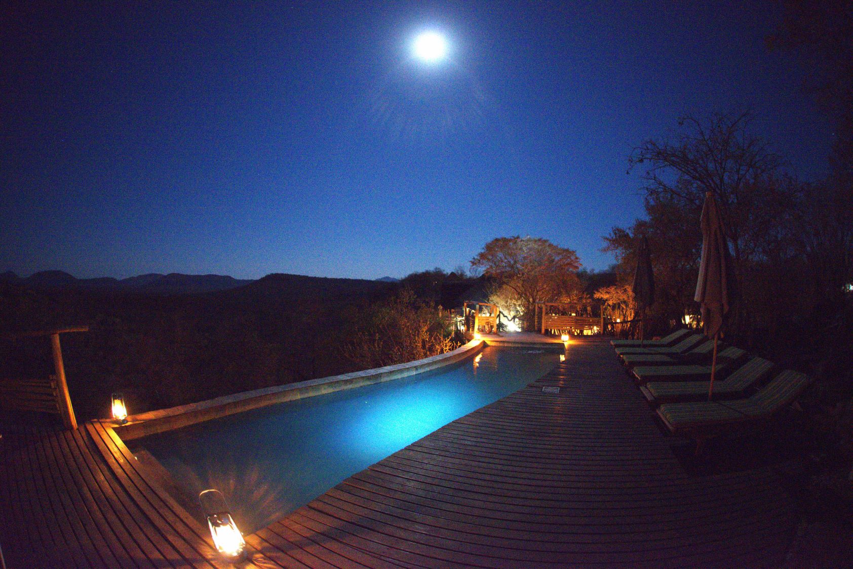 Swimming pool with moon reflection at Buffalo Ridge