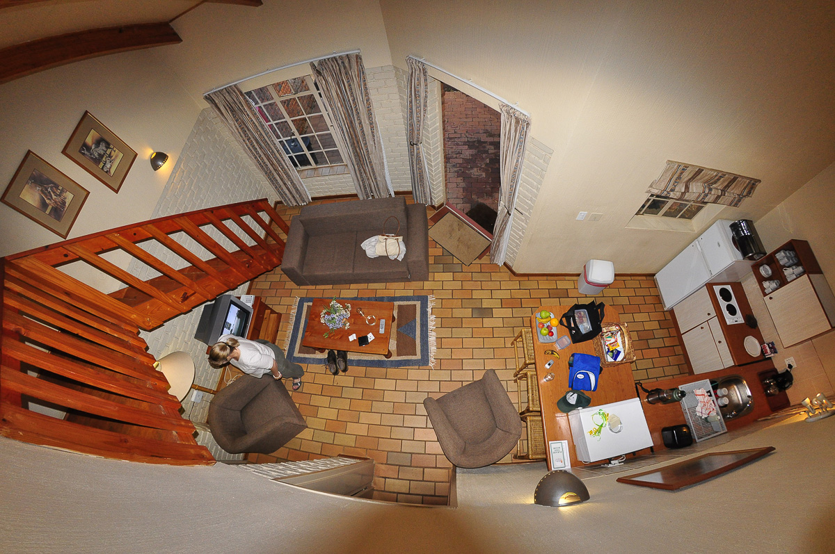 Bakgatla lounge and kitchen taken from the loft