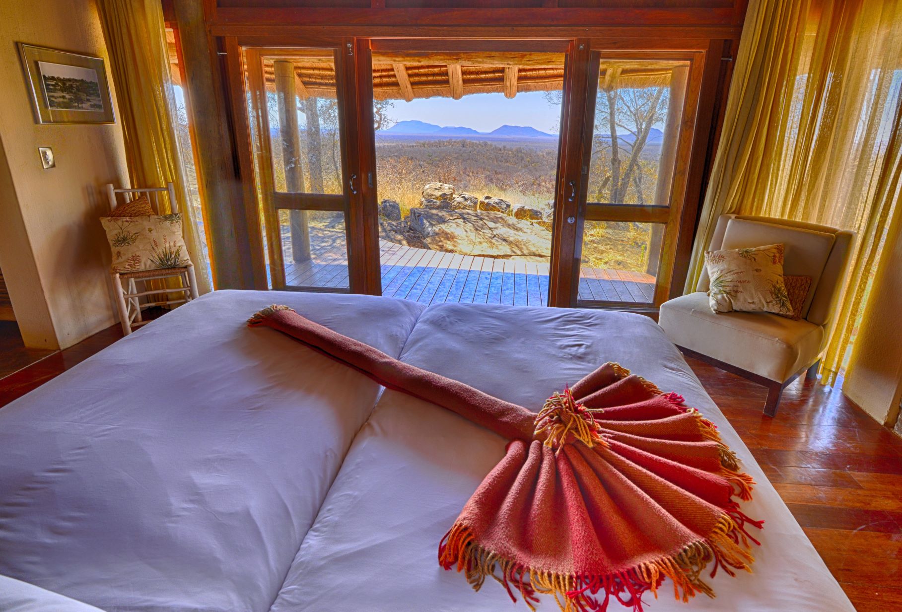 View from our bed at Buffalo Ridge Lodge