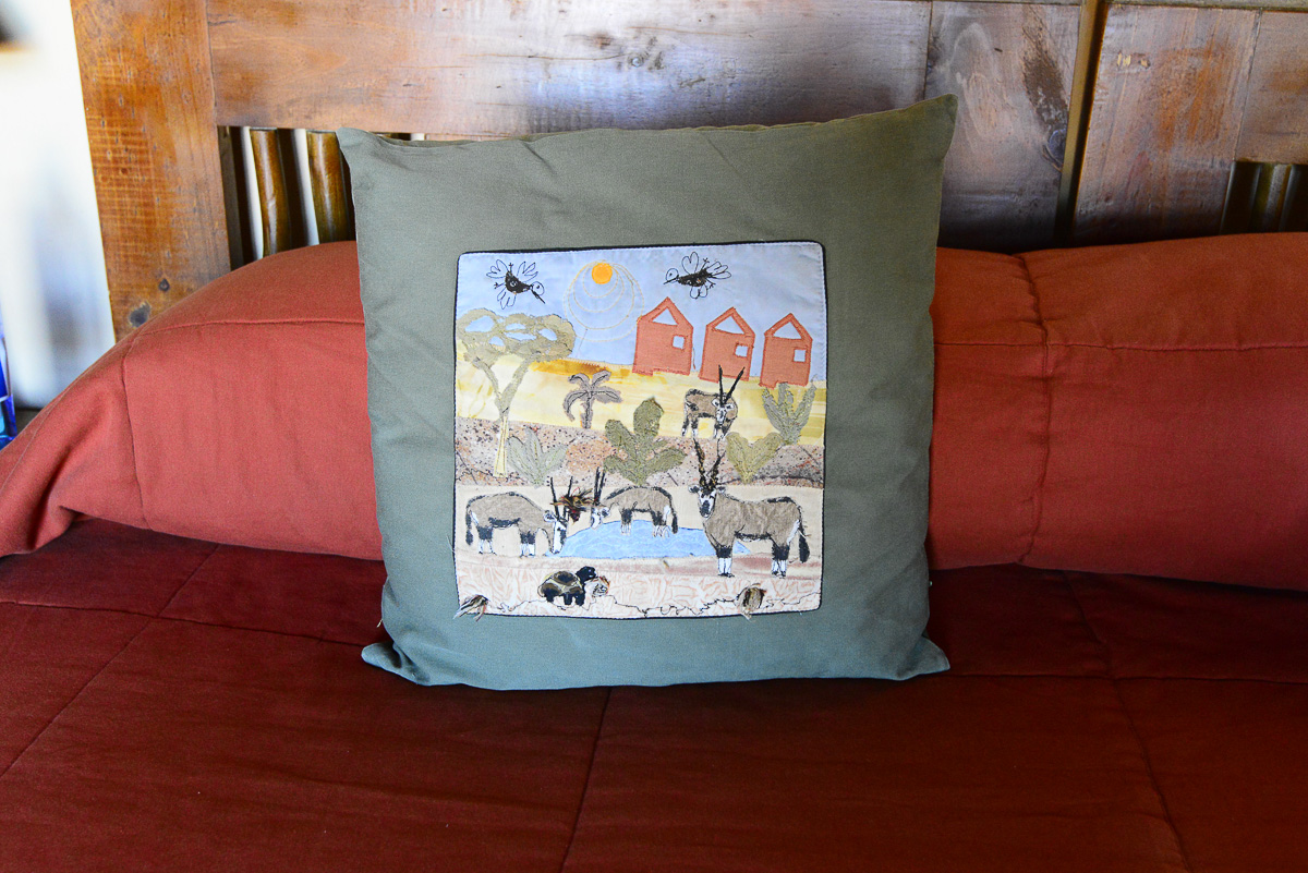 Handcrafted pillow at !Xaus lodge