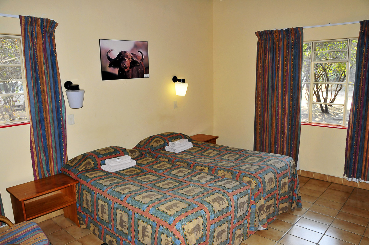 Biyamiti chalet bedroom in Biyamiti Bushveld camp in the Kruger National Park