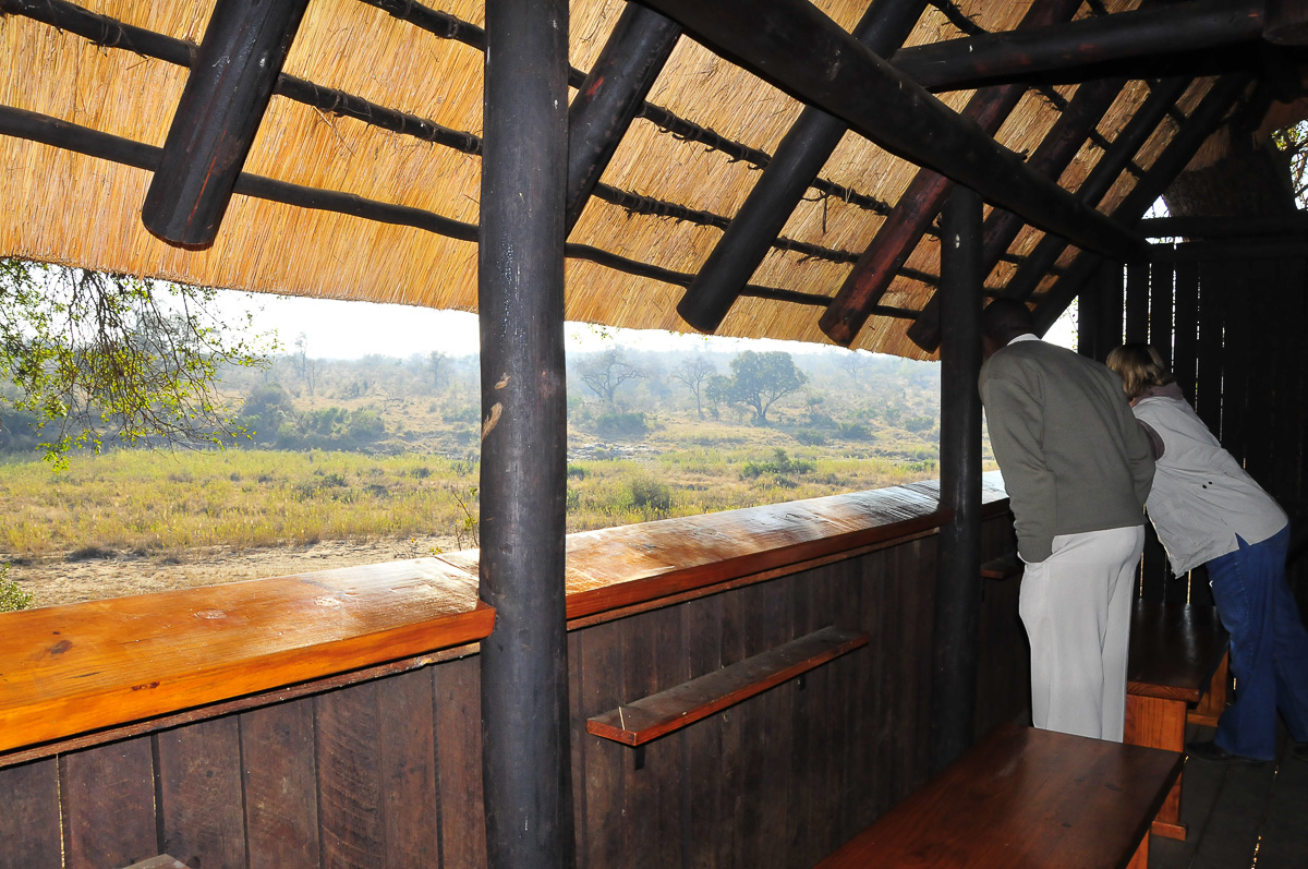 Inside Biyamiti Bushveld camp hide in the Kruger National Park