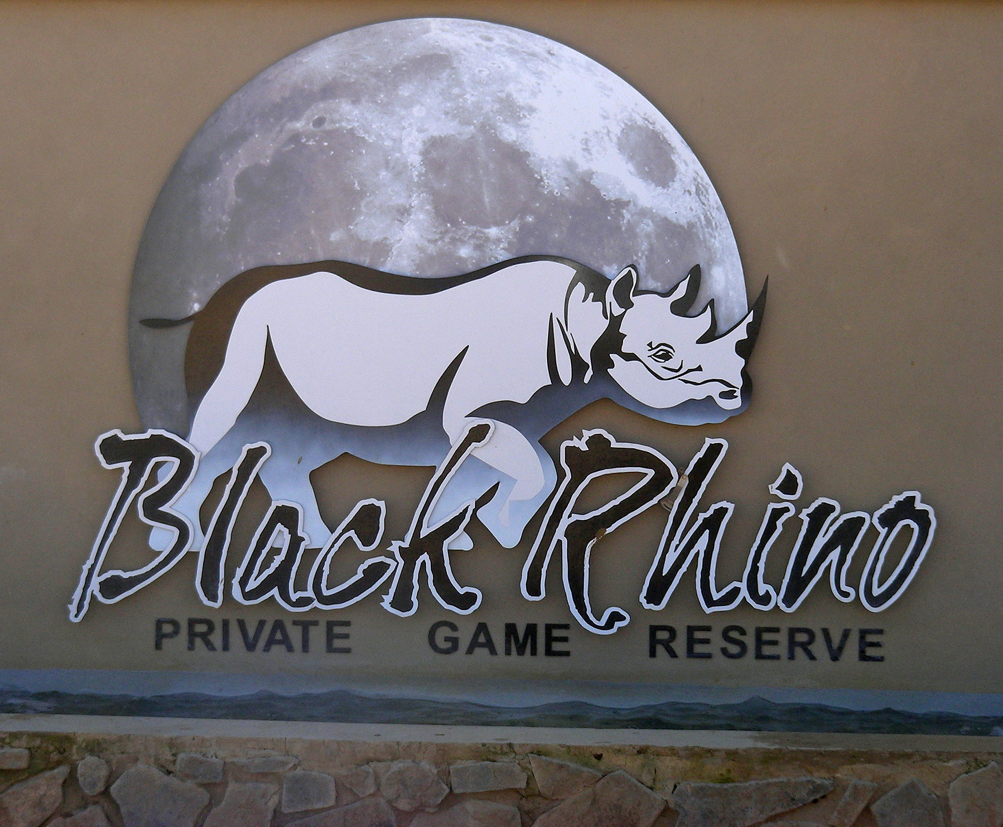 Black Rhino Game Reserve sign in the North West