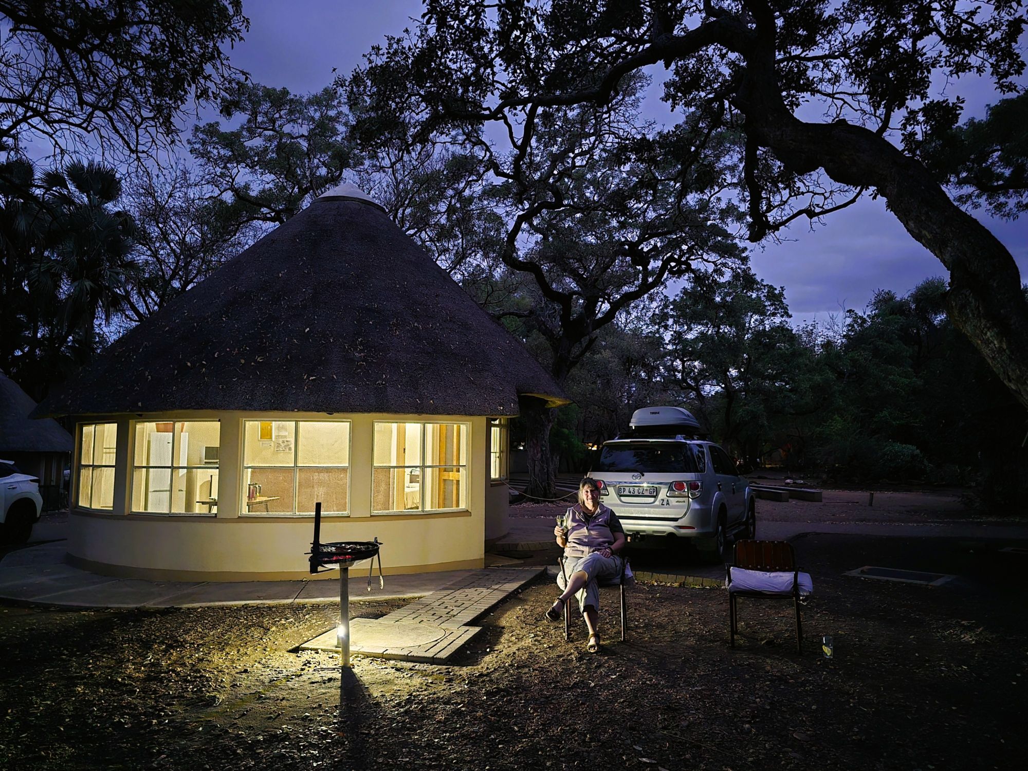 Blue hour at our bungalow in Letaba camp in the Kruger