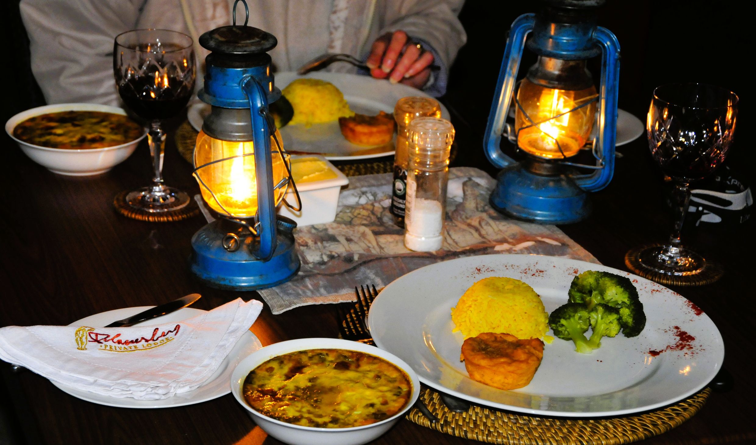 Bobotie and veggies at Pilanesberg Private Lodge