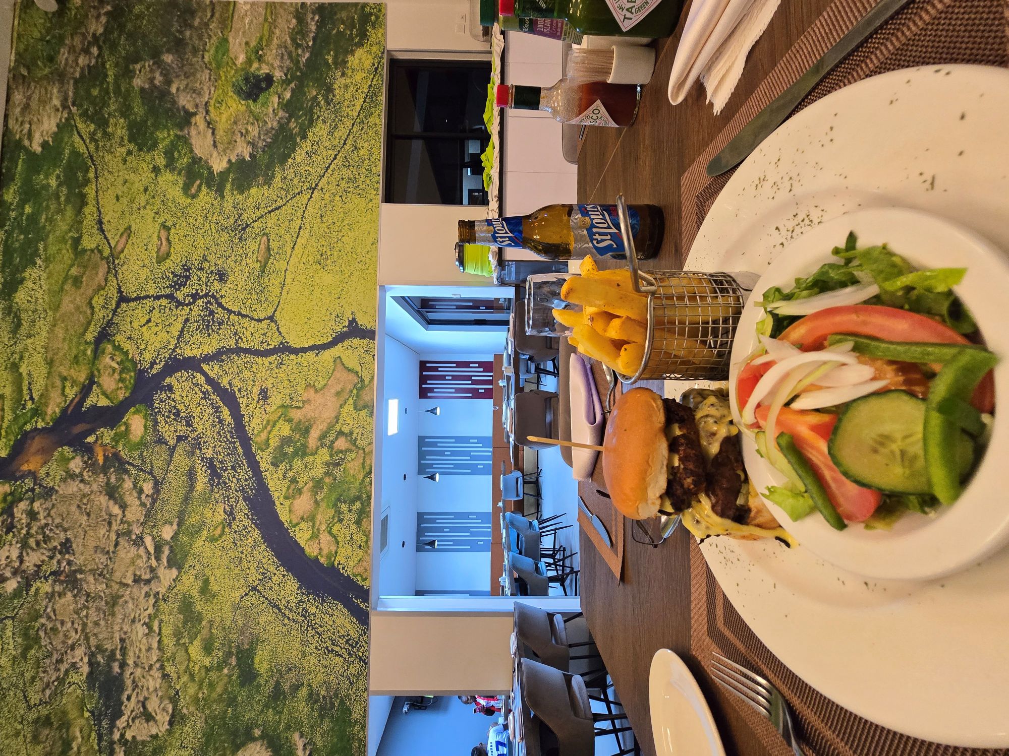 Burger and chips at Travelodge Kasane