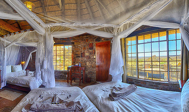 Inside view of our chalet at Canyon Lodge in Namibia