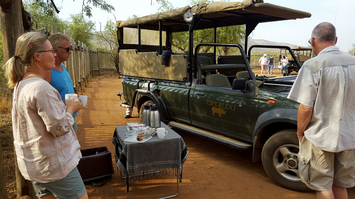 Our game drive Coffee stop with Tshukudu