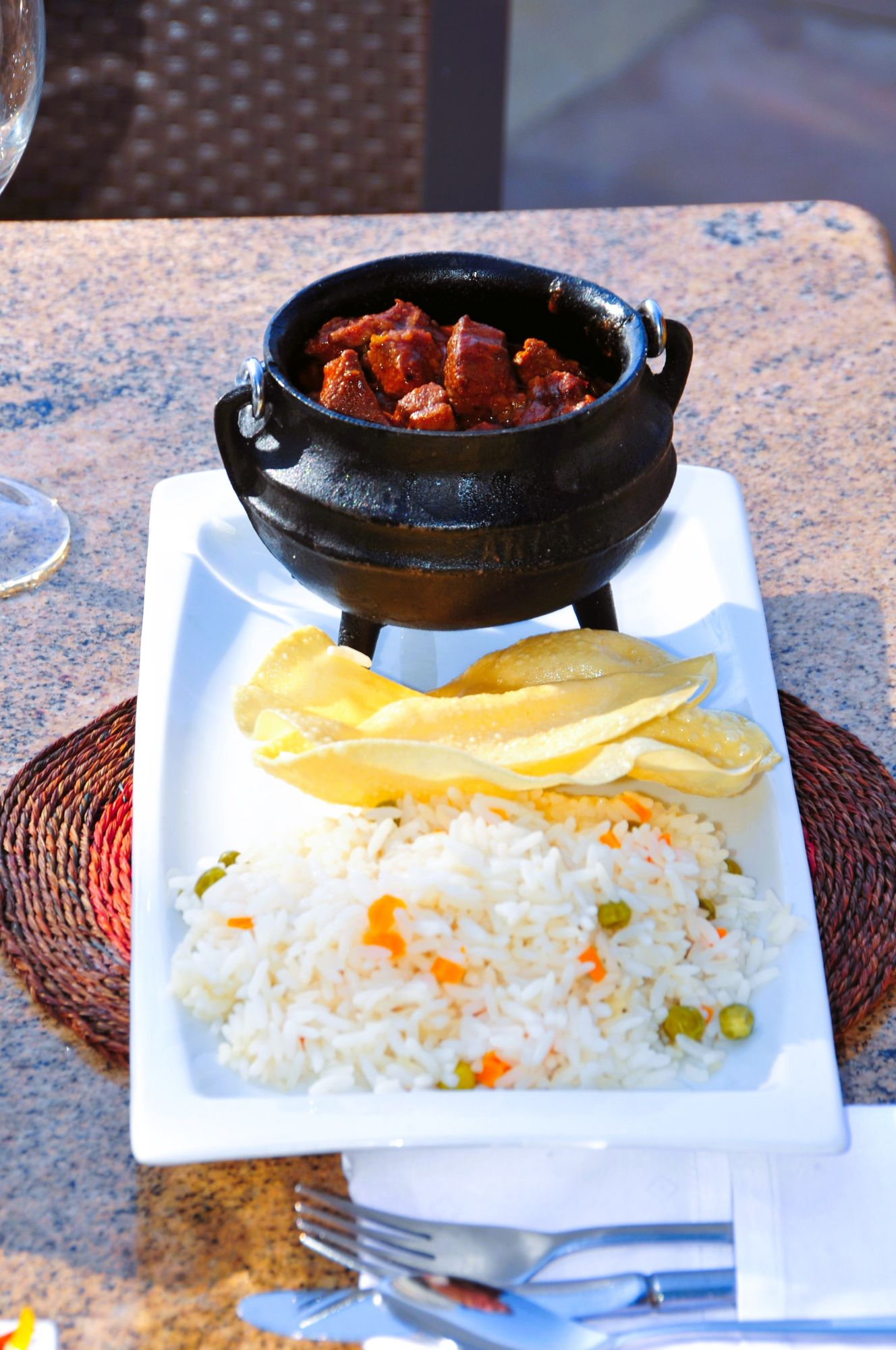 Curry and rice lunch at Kwa Maritane Restaurant in the Pilanesberg