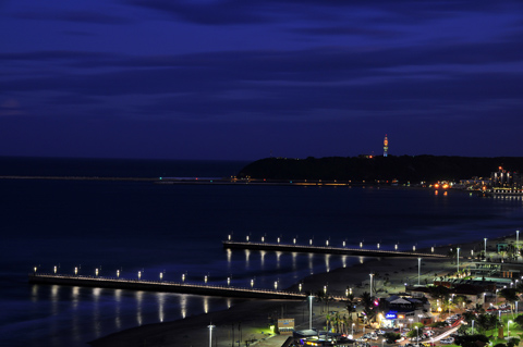Durban harbour entrance at night