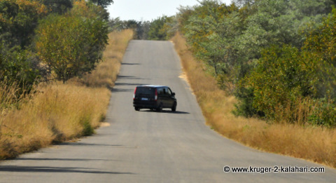 parked diagonally in Kruger Park