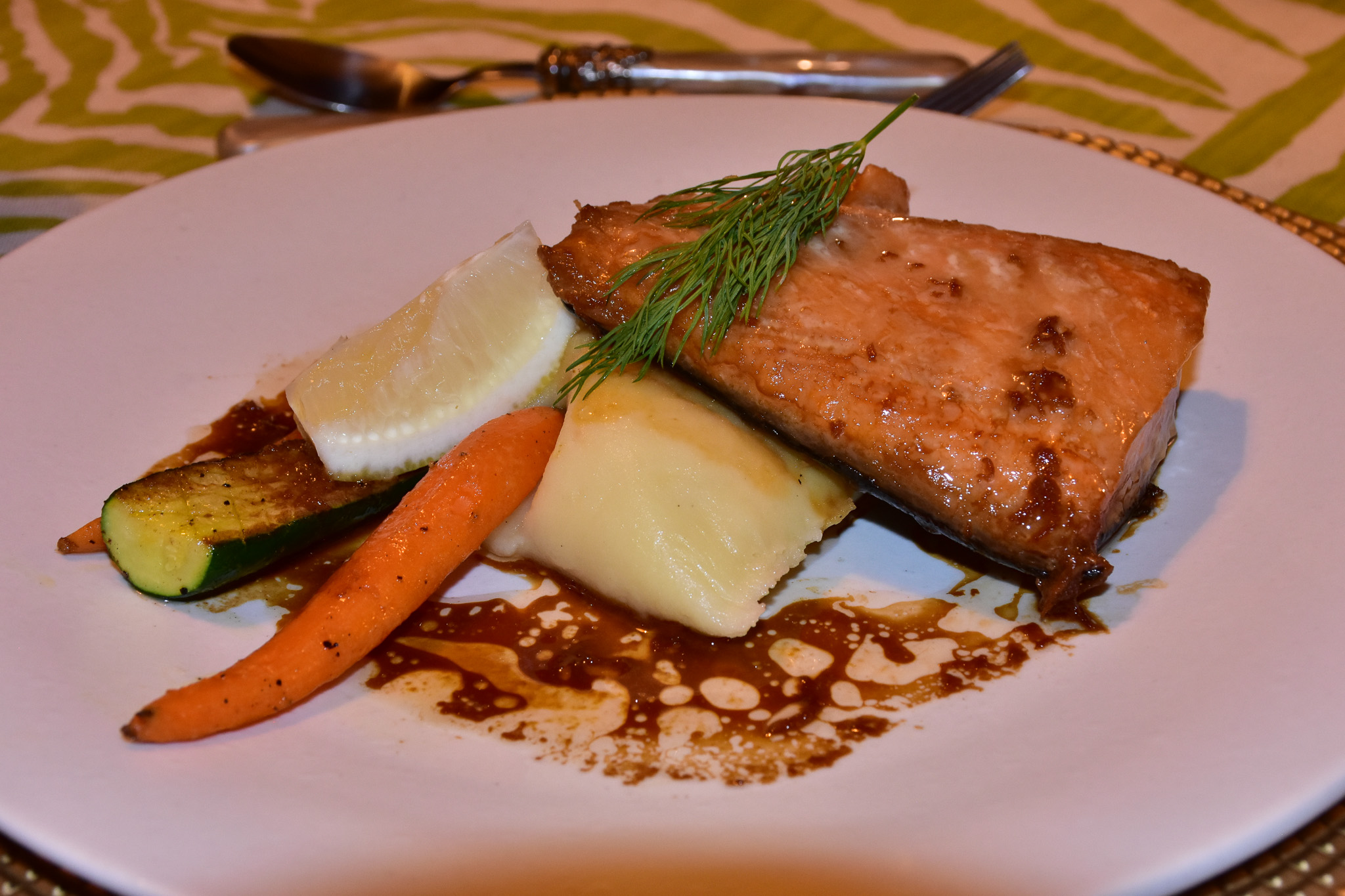 Grilled salmon dinner at Last Word Madikwe