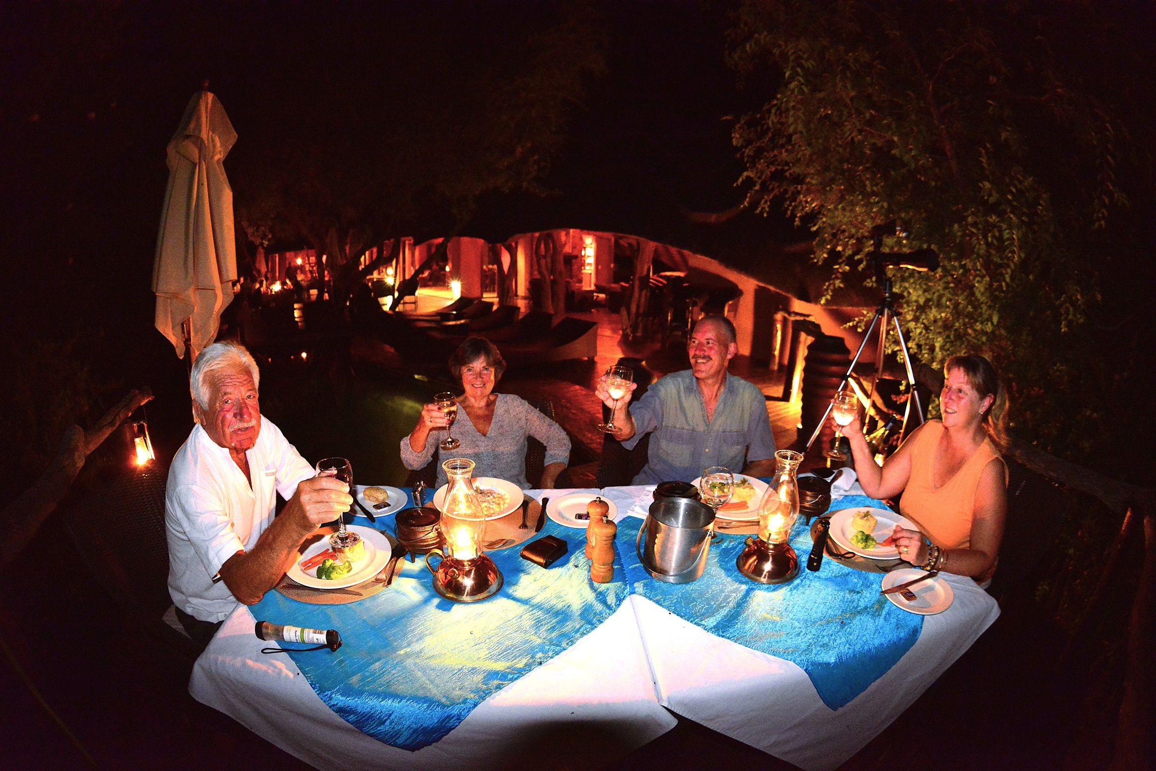 Dinner with friends on the deck at Motswiri Private Safari Lodge
