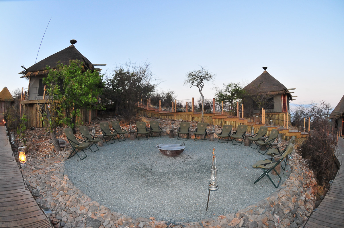 Dolomite camp boma at dusk in Etosha