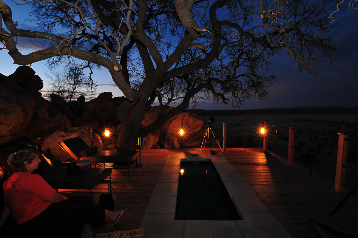 Dolomite chalet at night