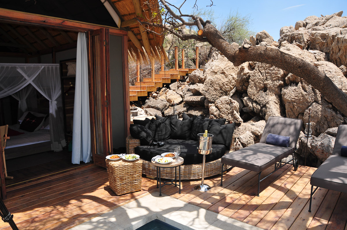 outside our deluxe chalet in Dolomite camp