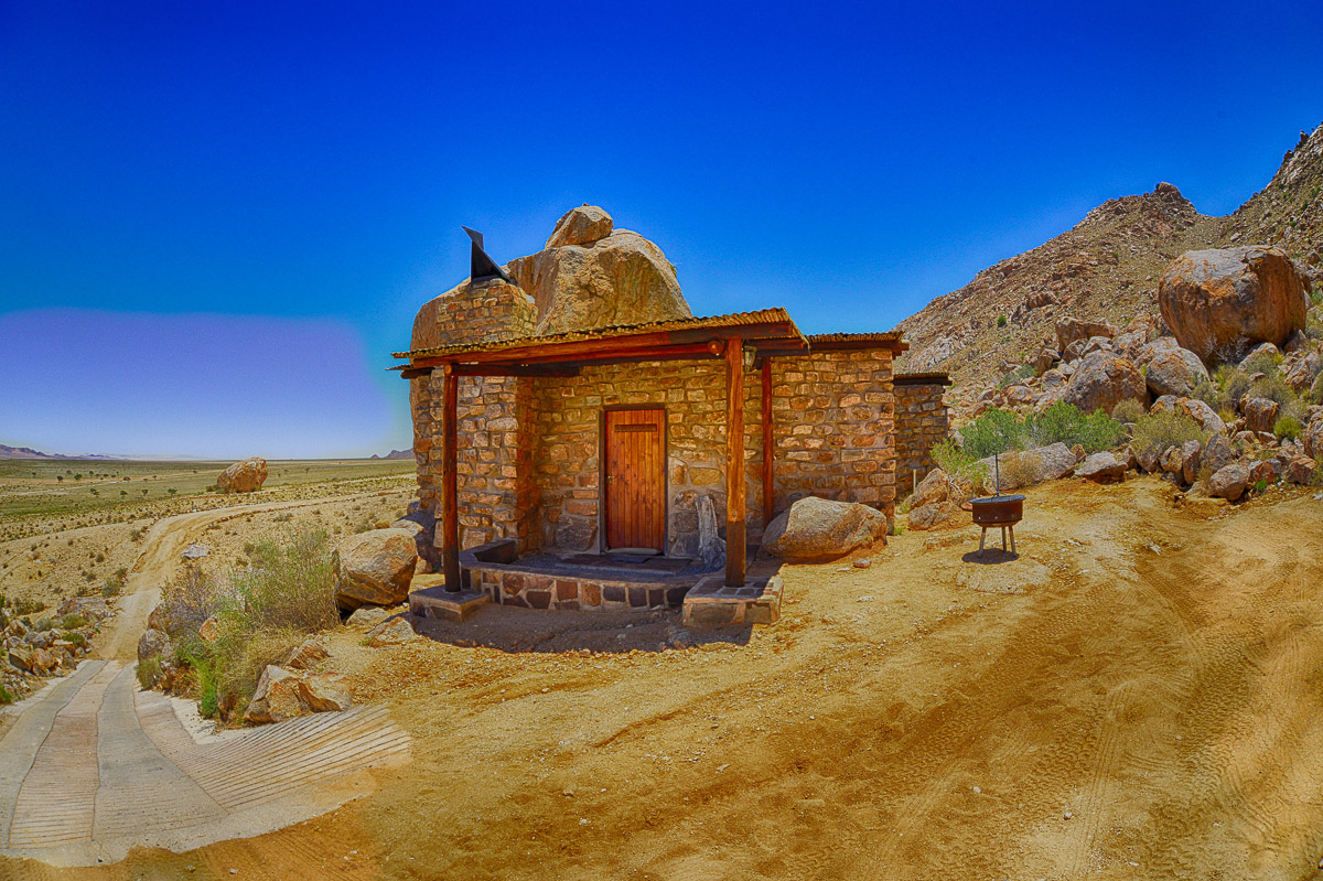 HDR image of Eagles nest Rock chalet in Namibia