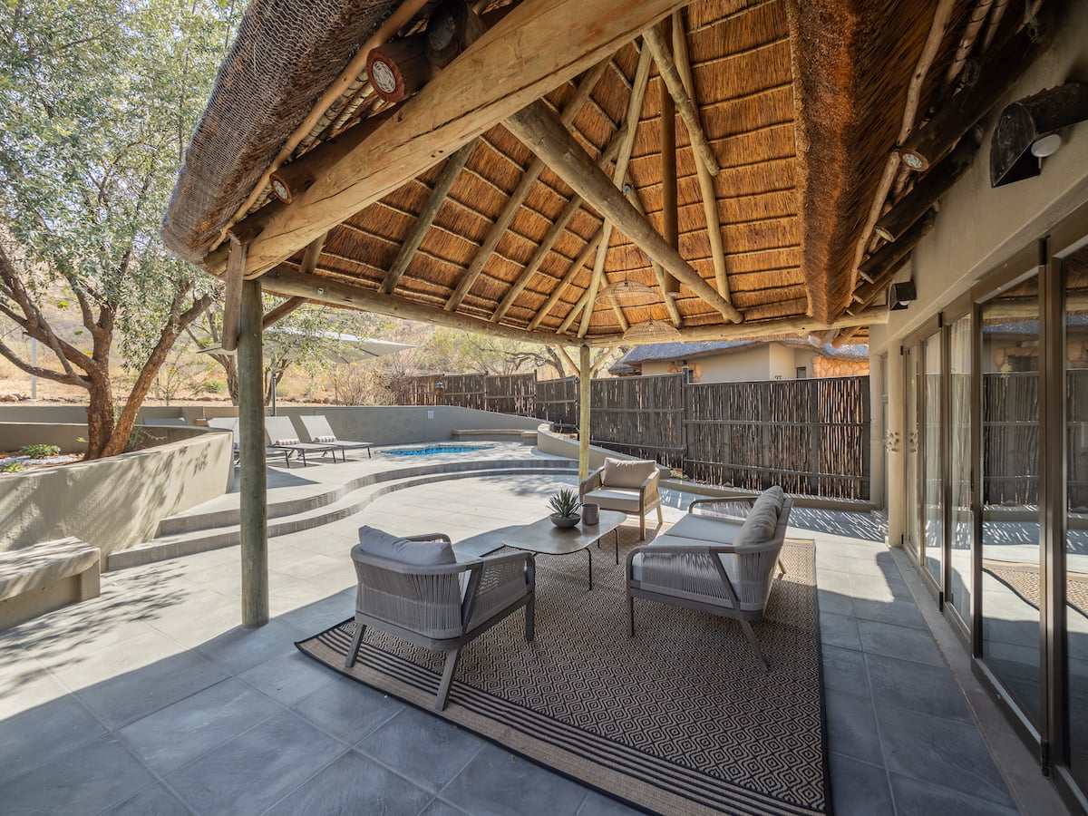 Family suites outdoor living area at Ivory Tree Lodge