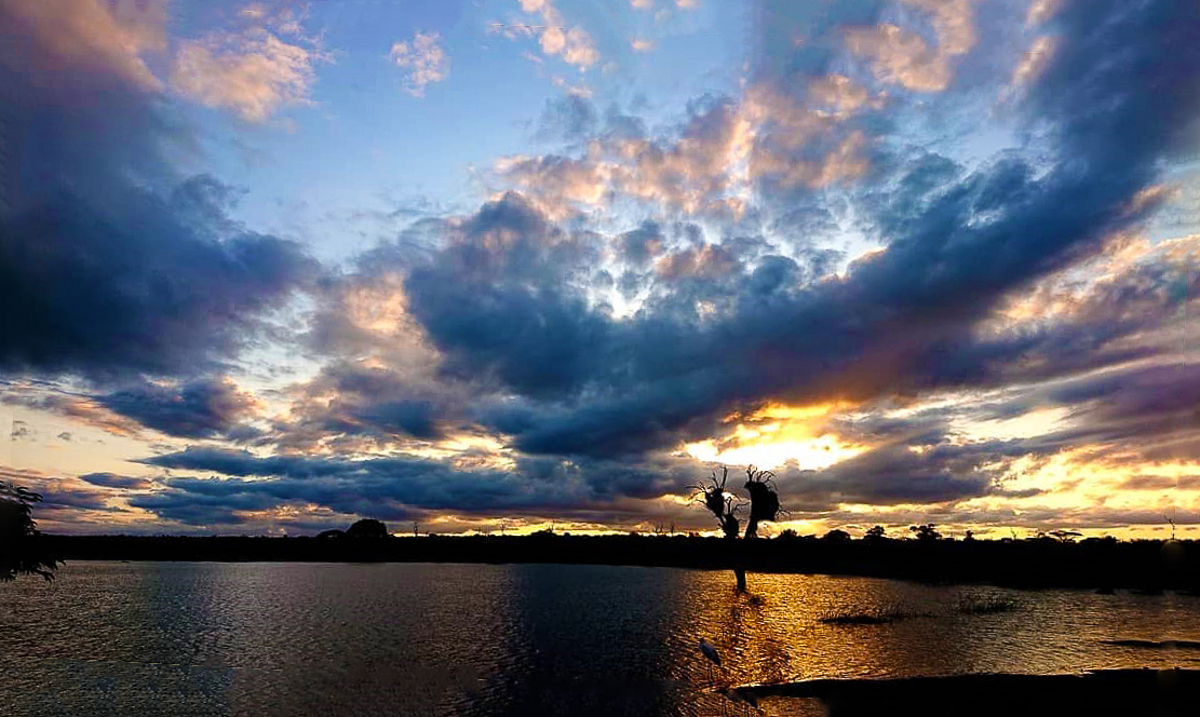 Sunset over sunset dam in the Kruger National Park