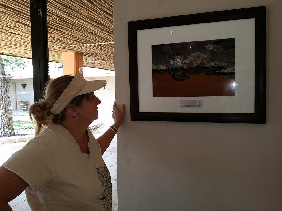 our Halali leopard picture hanging on the wall in reception