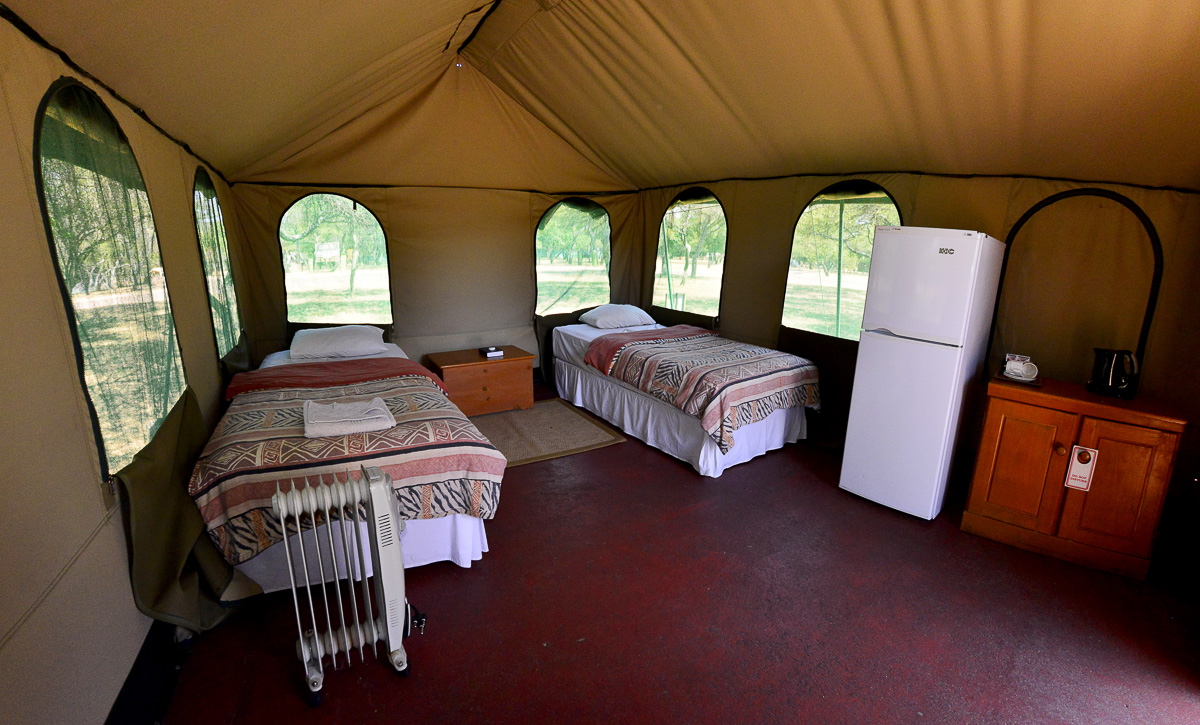 Inside Manyane safari tent