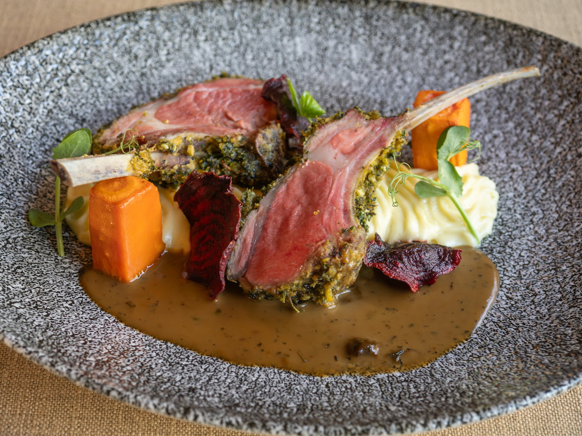 Lamb rack dinner at Ivory Tree Lodge