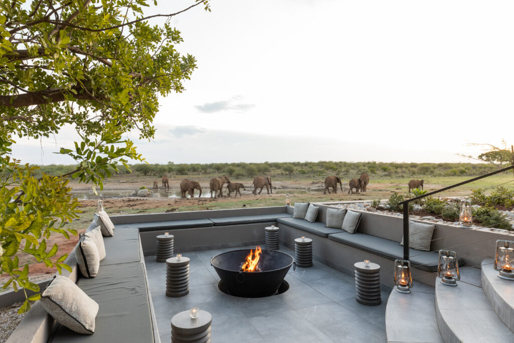 Jamala Madikwe boma overlooking the waterhole Jamala Madikwe boma overlooking the waterhole