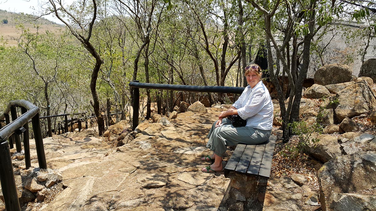 Jenny resting on Tshukudu steps