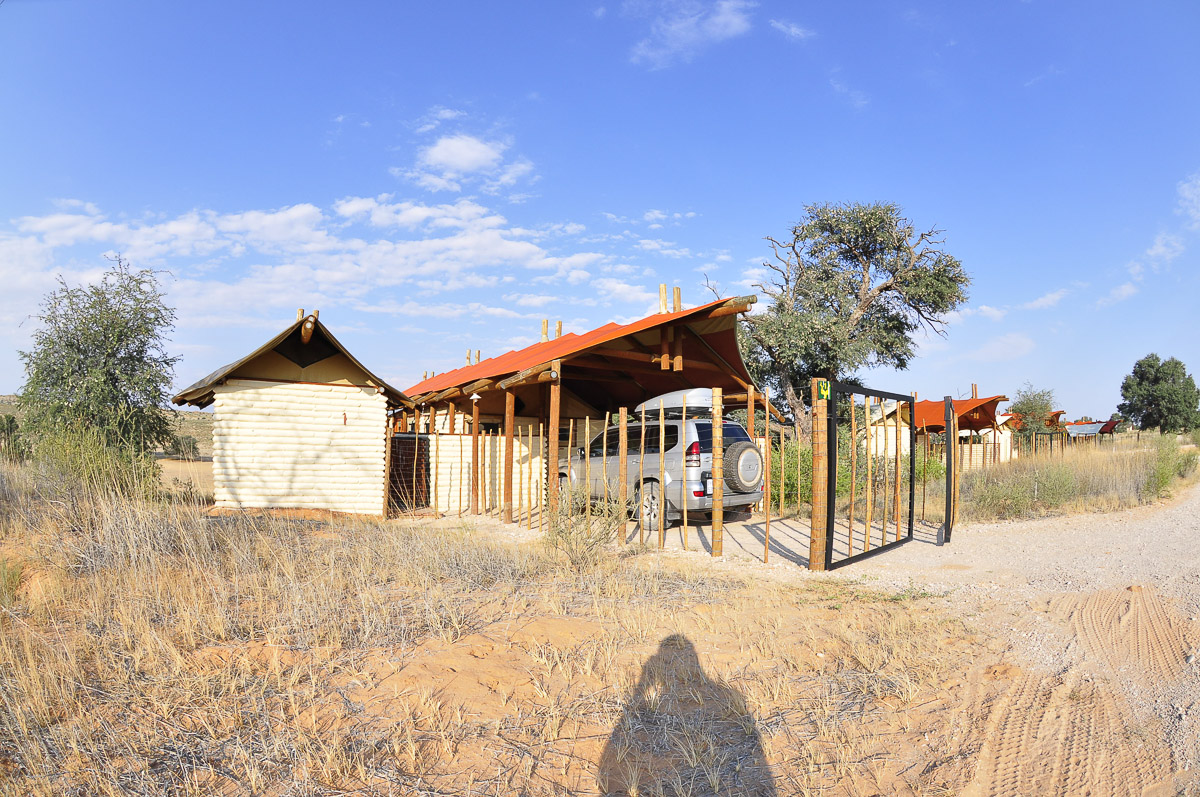 The back end of the tents at Kalahari Tented Camp