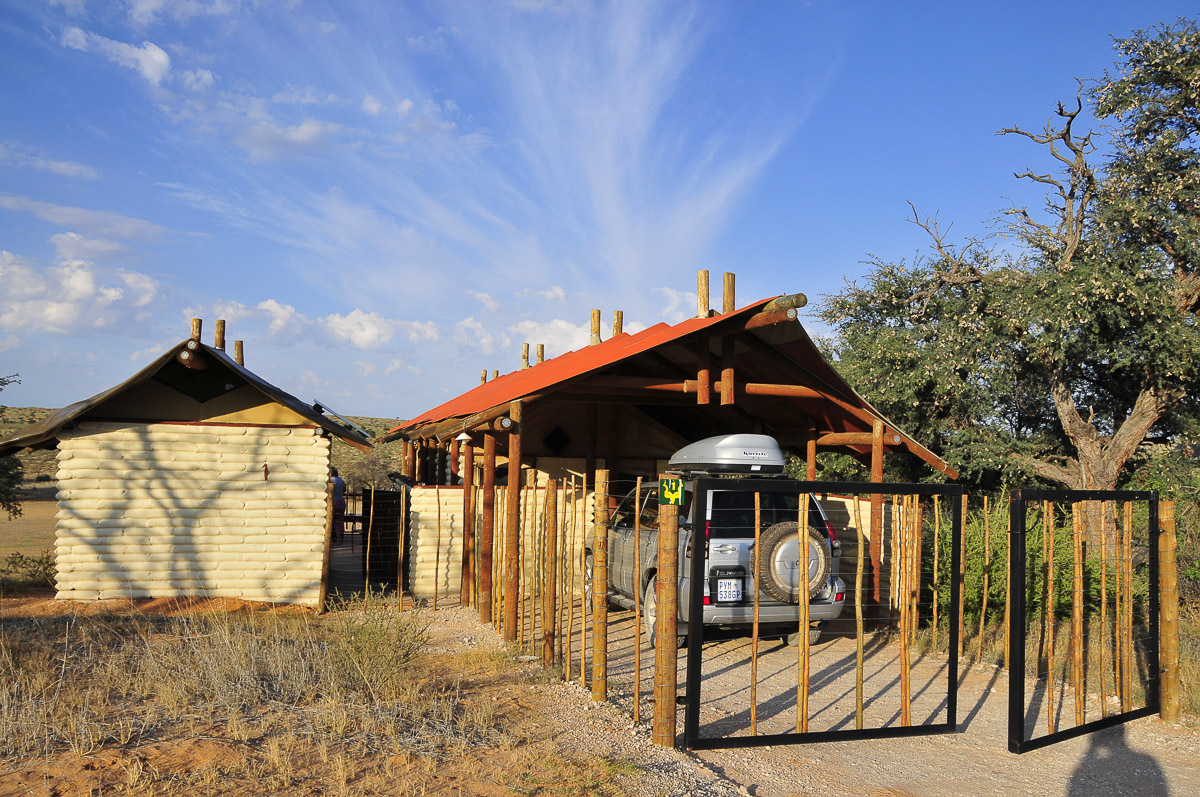 Enclosed carport at Kalahari Tented Camp