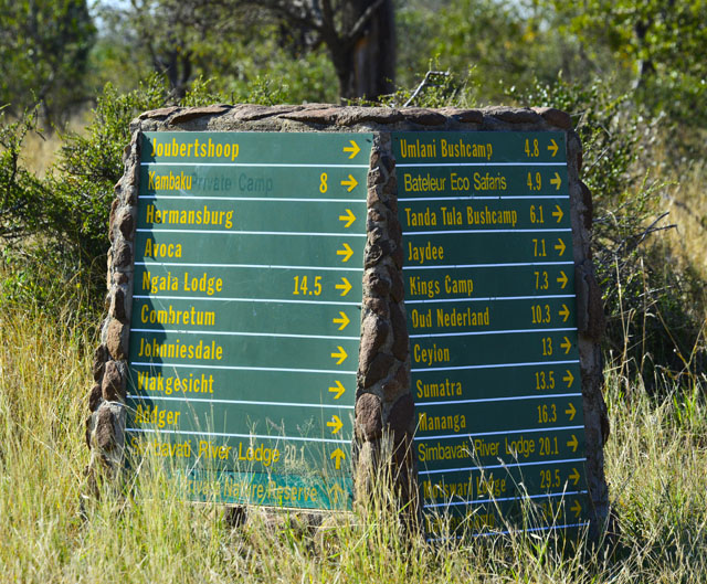 Timbavati street signs