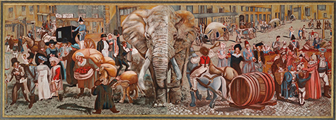 Leipzig elephant panorama mural
