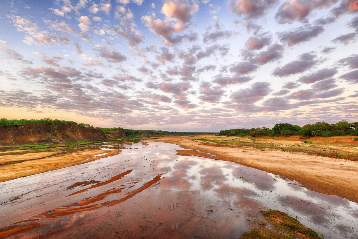 Letaba river with cloud reflections in the Kruger National Park