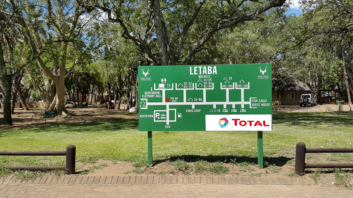 Letaba rest camps information board
