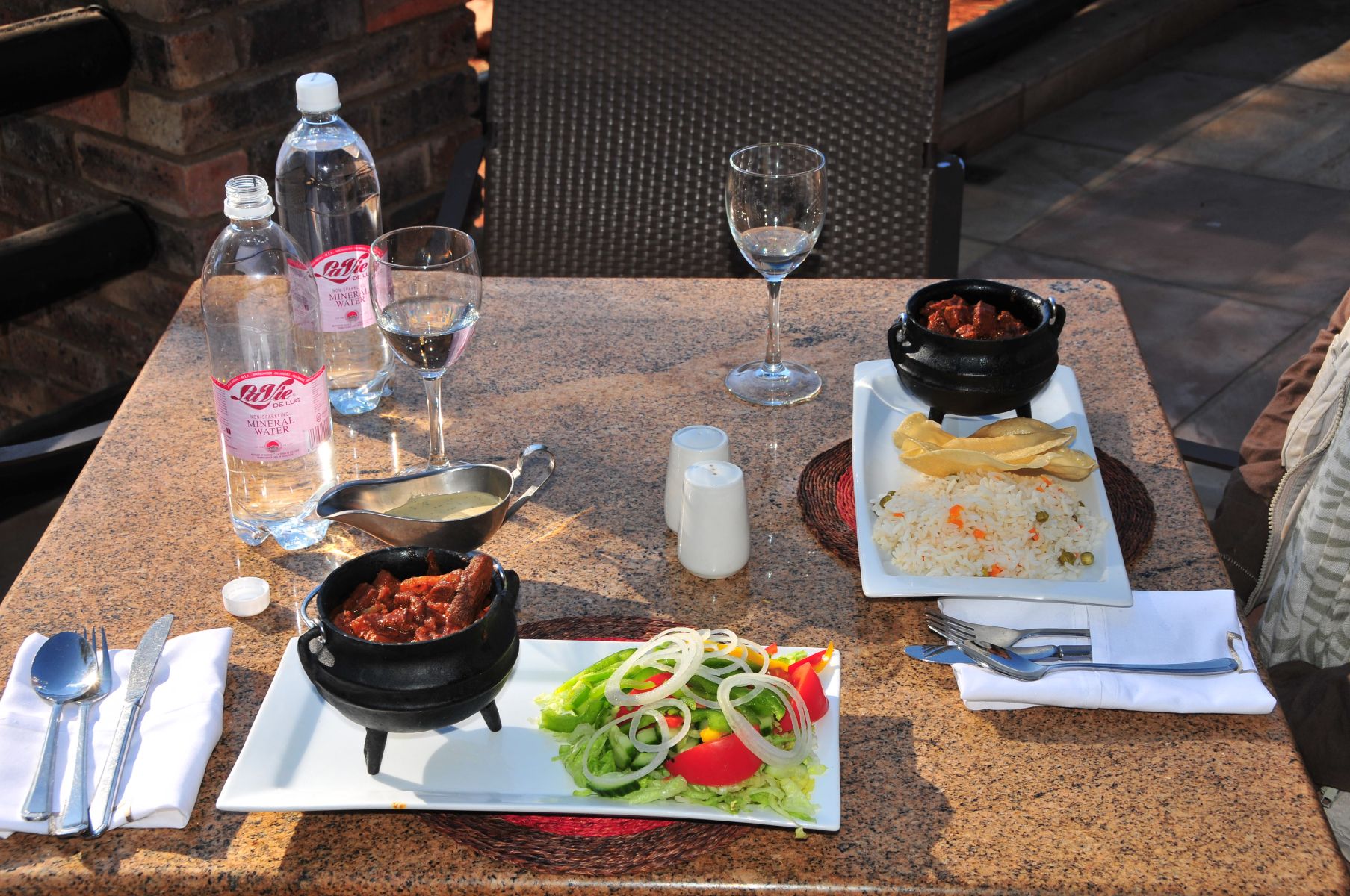 lunch on the terrace at Kwa Maritane