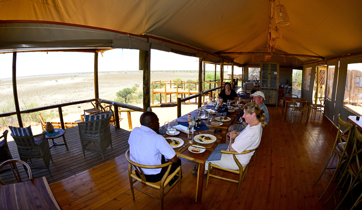 Lunch time at Polentswa camp with Astrid and the manager