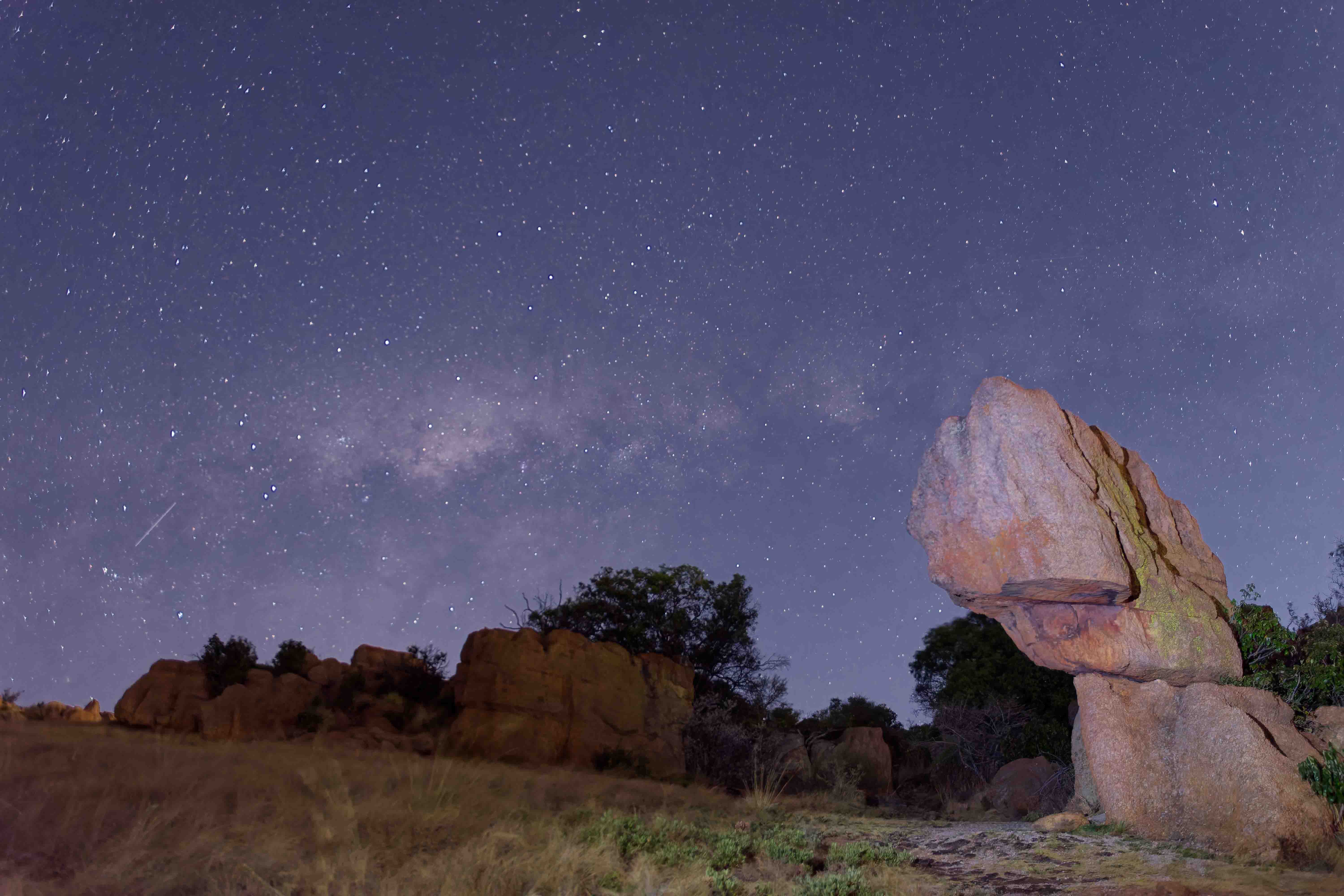 Nighttime Rock pedestal at Milorho Lodge