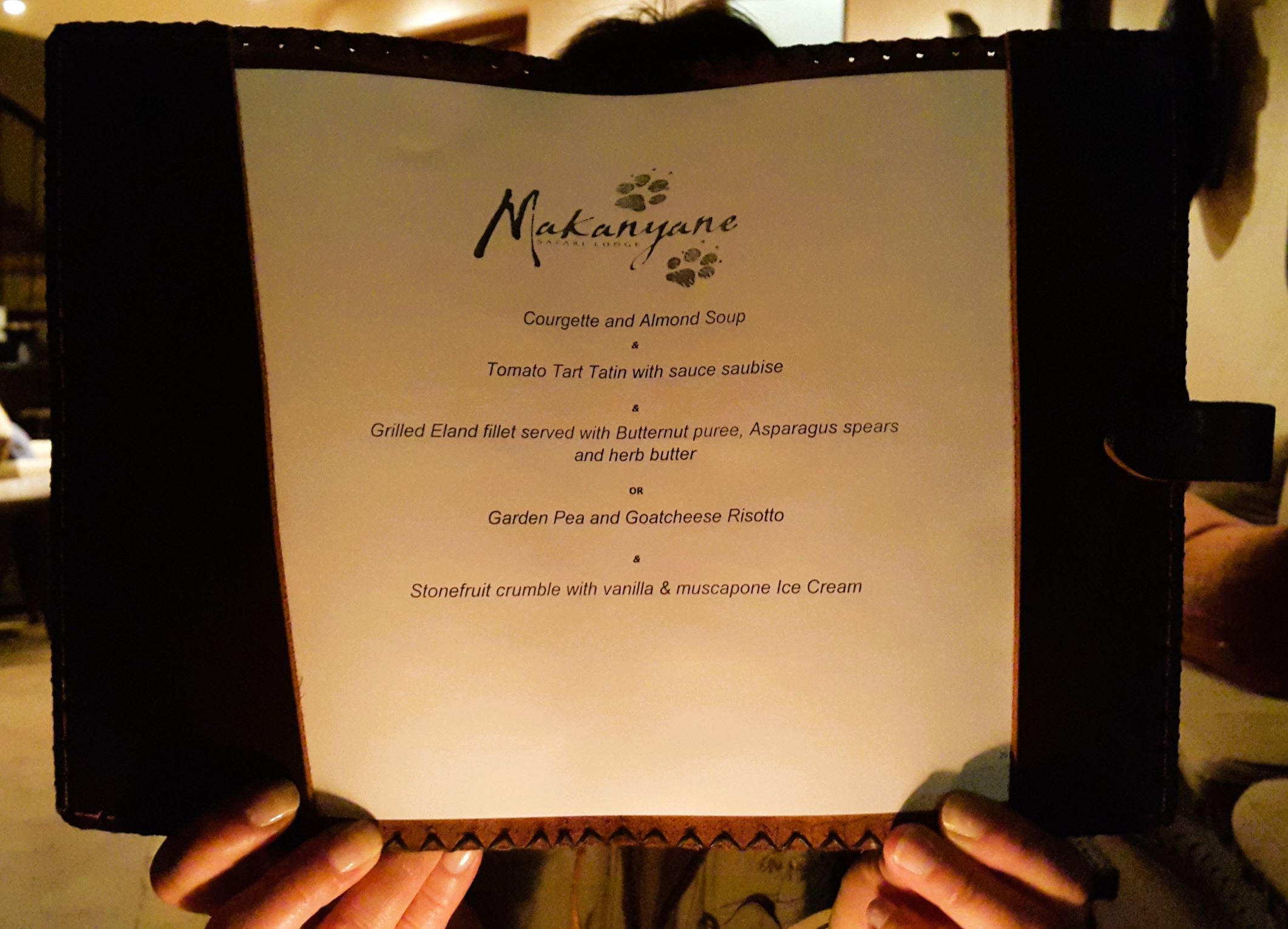Makanyane menu
