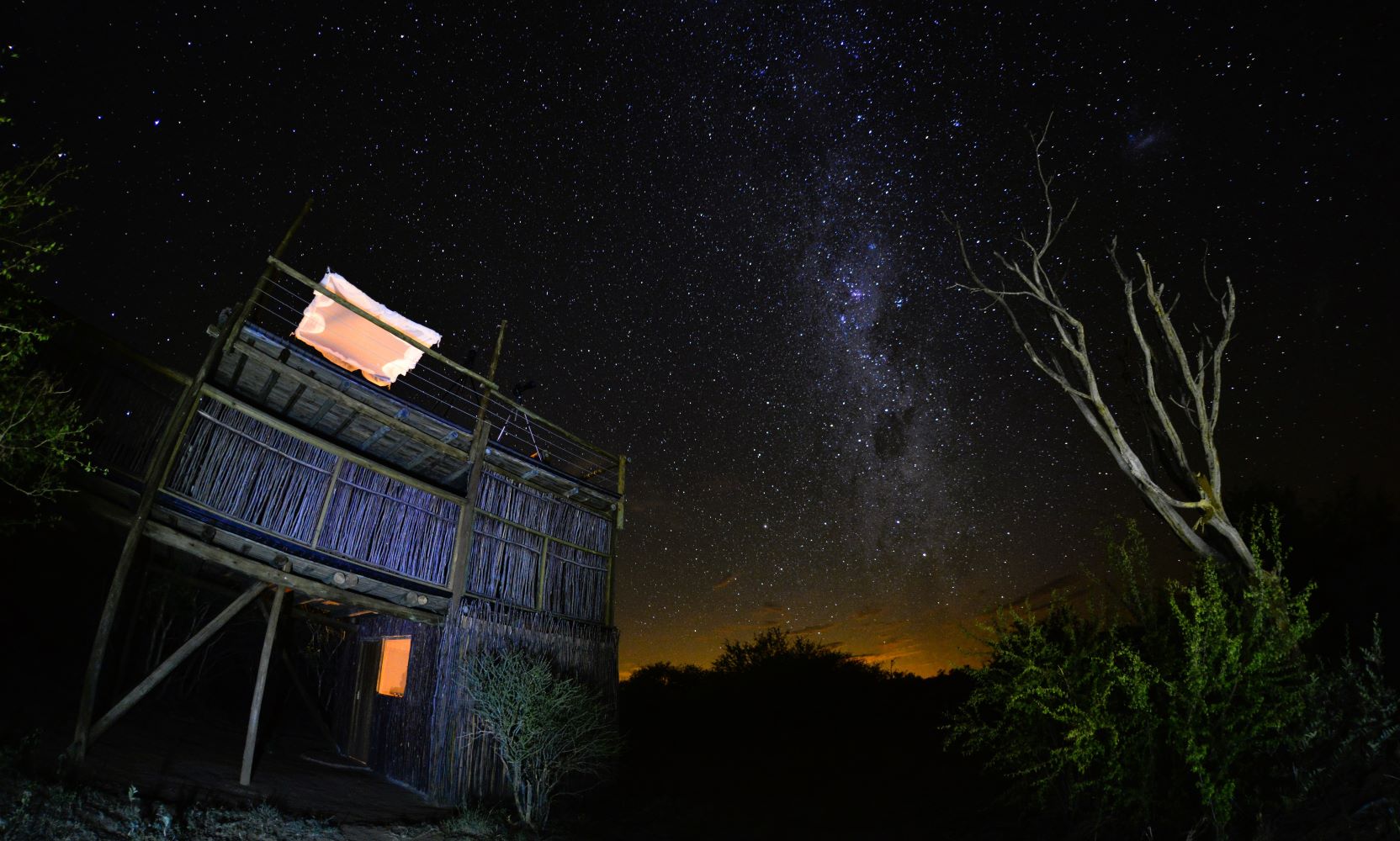 The stars at night image taken at our sleepout hide at Makanyane Safari Lodge