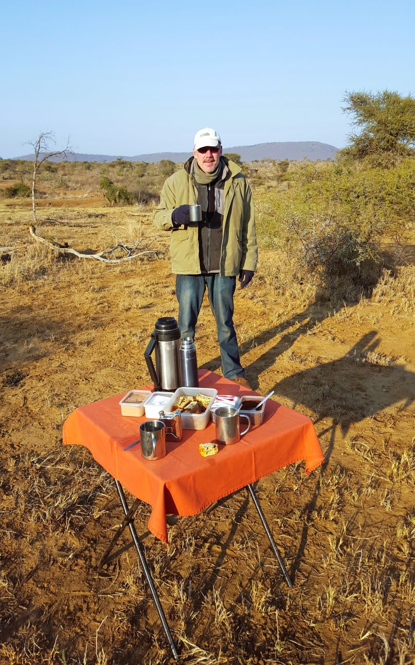 Mario at our coffee stop with Mankanyane Safari Lodge