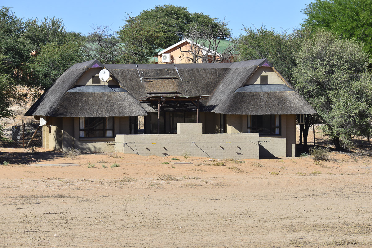 Front view of the River facing chalets at Mata Mata rest camp