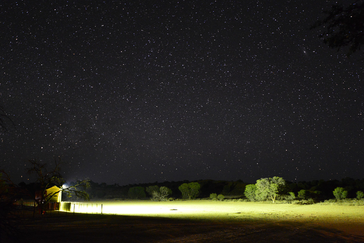 Stars above Mata Mata hide and waterhole