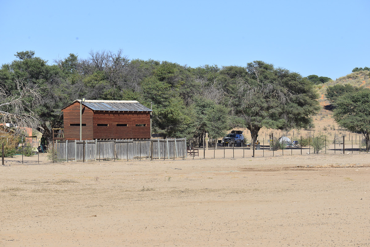 The camping area and hide at Mata Mata camp