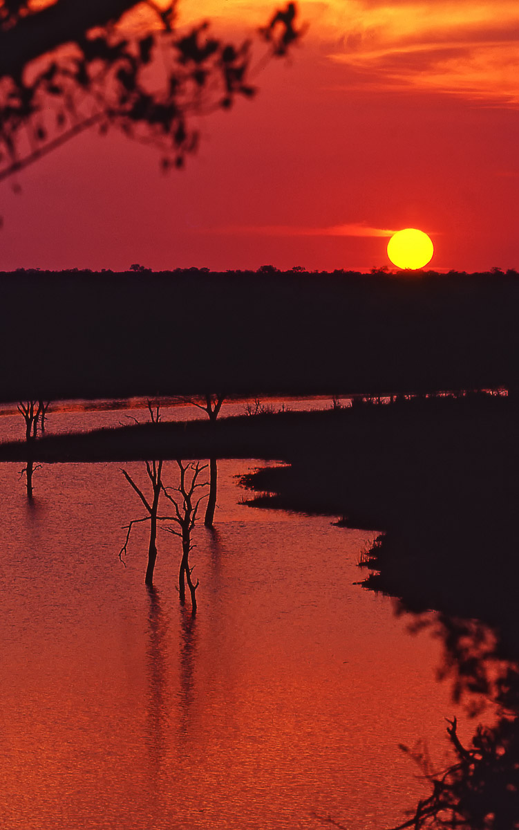 Sunset over Pioneer Dam at Mopani Camp in the Kruger National Park