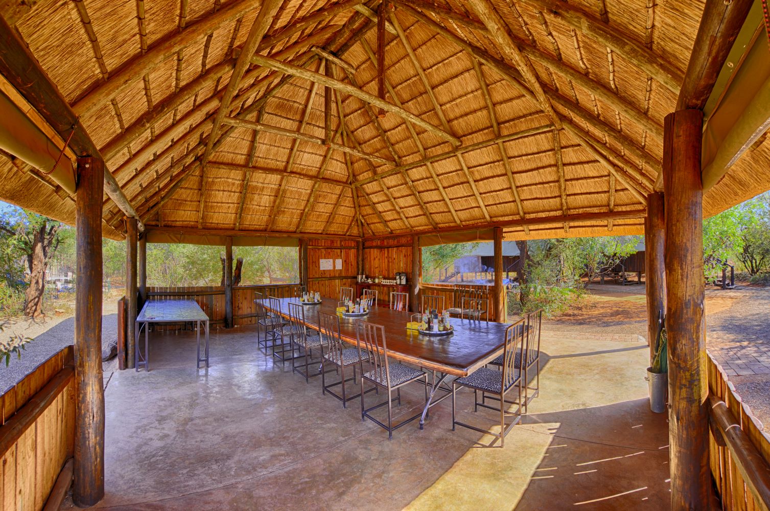 Mosetlhas thatched dining room by day