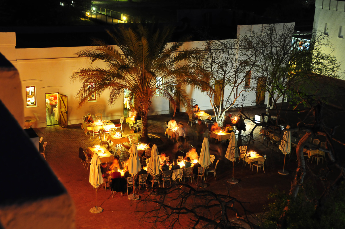 The Namutoni Forts courtyard at night