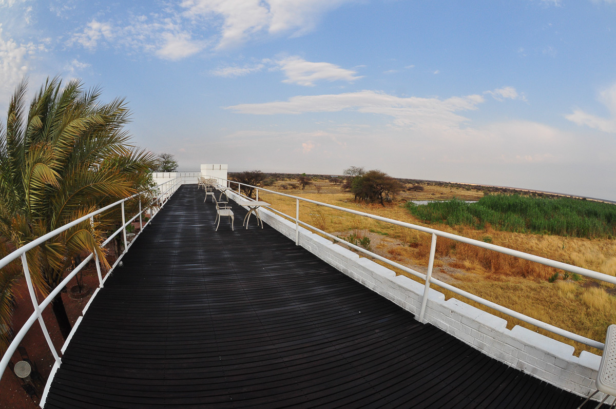 Namutoni deck view over the waterhole