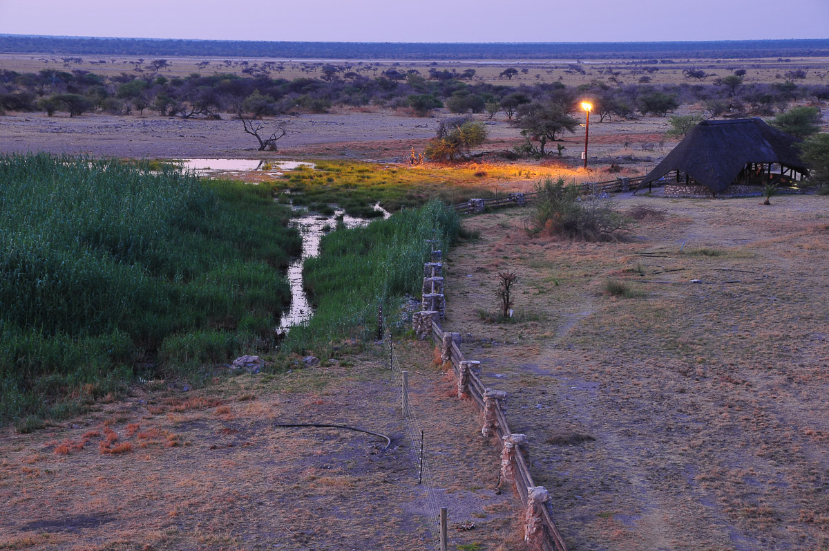 Namutoni waterhole at night